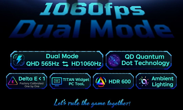 Двухрежимный игровой монитор Titan Army U275M достигает частоты обновления 1060 Hz