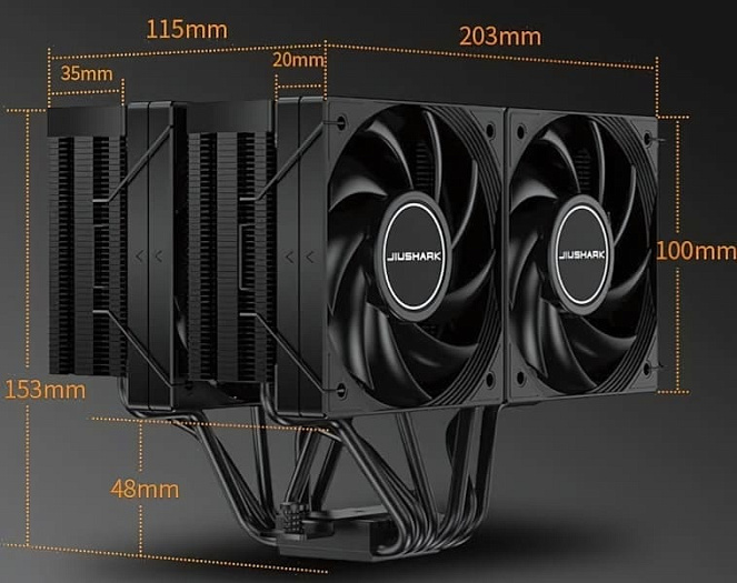 JIUSHARK JF13K &ndash; огромный воздушный кулер с 4 вентиляторами