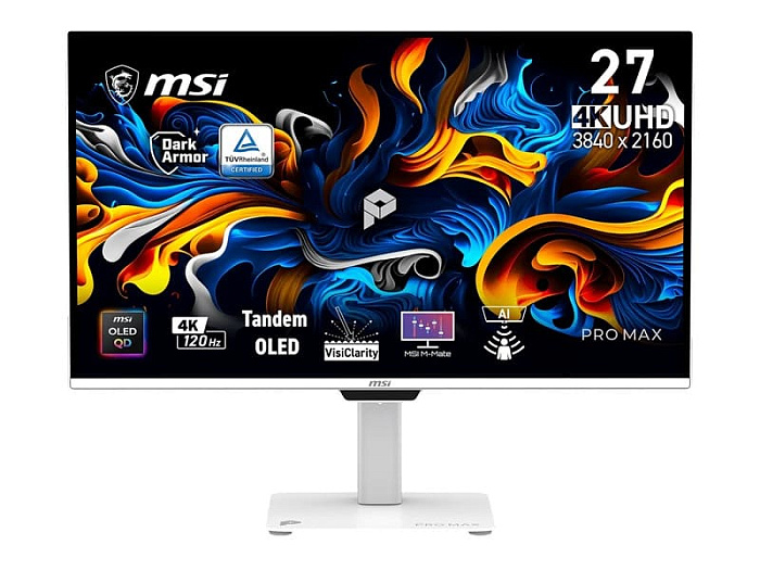 MSI PRO MAX OLED 271UPJW12 стал первым в мире UHD/120 Hz-монитором с матрицей, созданной методом струйной печати MSI PRO MAX OLED 271UPJW12 стал первым в мире UHD/120 Hz-монитором с матрицей, созданной методом струйной печати