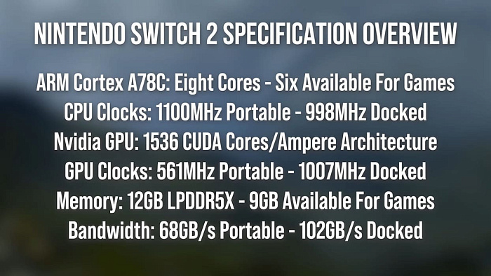 Детальные характеристики портативной консоли Nintendo Switch 2 были раскрыты