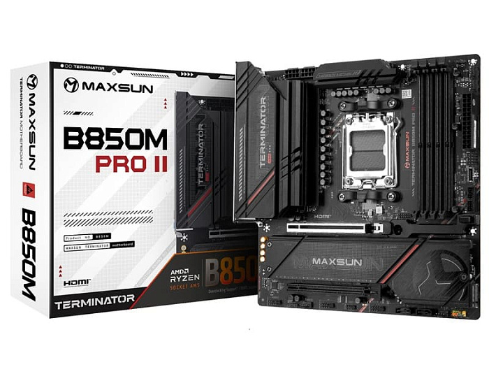 Плата MAXSUN MS-Terminator B850M PRO II WIFI7 может подавать на процессор до 300 Вт мощности