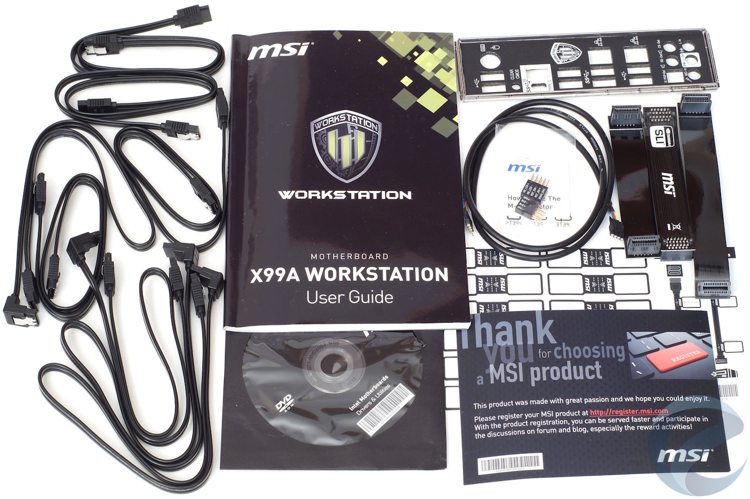 Упаковка и комплектация материнской платы MSI X99A WORKSTATION