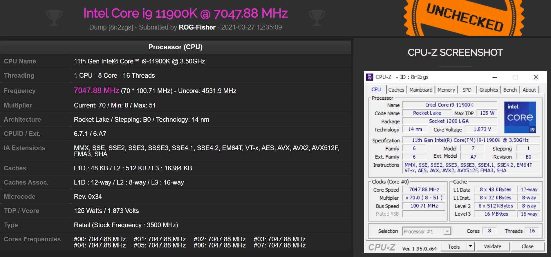 Intel Core i9-11900K разогнан до 7.0 GHz, сохраняя активность всех ядер и  потоков — i2HARD