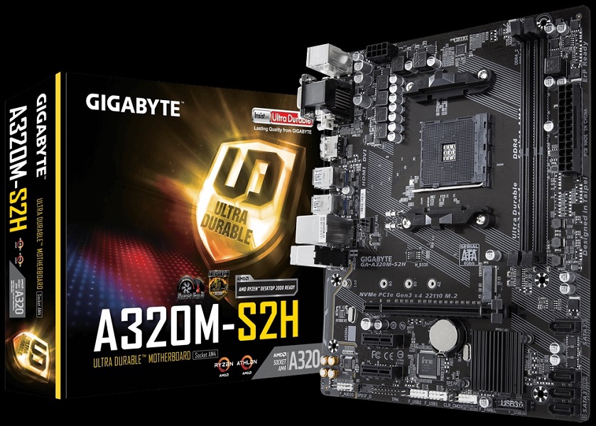 Gigabyte GA-A320M-S2H AMD A320 Motherboard with AM4 Slot