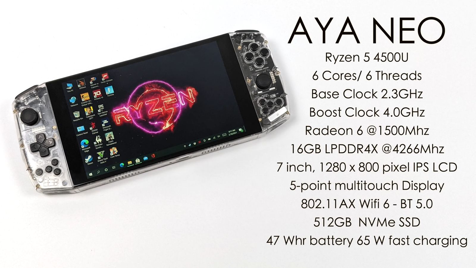 Портативная консоль Aya Neo на базе Ryzen 5 4500U появилась в Китае.