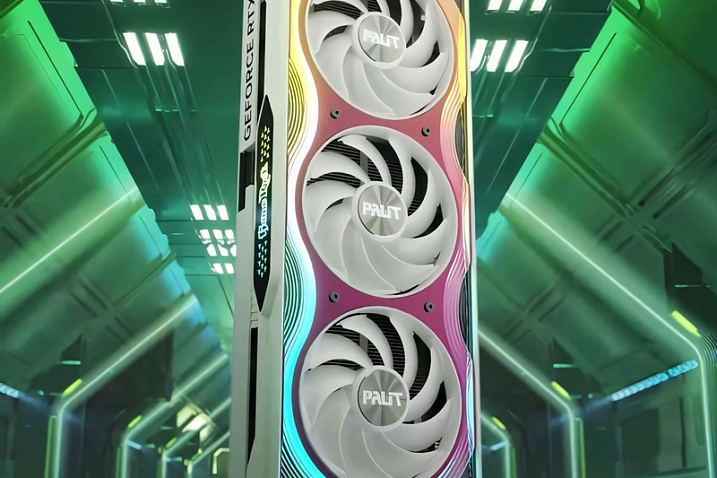 Palit тизерит белую GeForce RTX 4090 GameRock с большим количеством подсветки