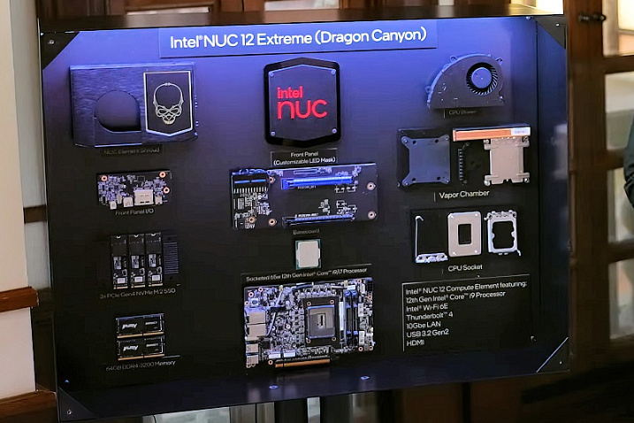 CES 2022: Intel показала внутренности мини-ПК NUC 12 Extreme поколения Dragon Canyon