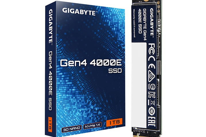Накопитель GIGABYTE Gen4 4000E работает с интерфейсом PCI Express 4.0