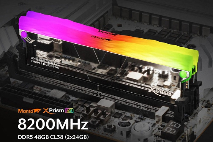 V-Color выпустила комплект памяти Manta XPrism DDR5-8200 RGB Extreme объемом 48 Гбайт