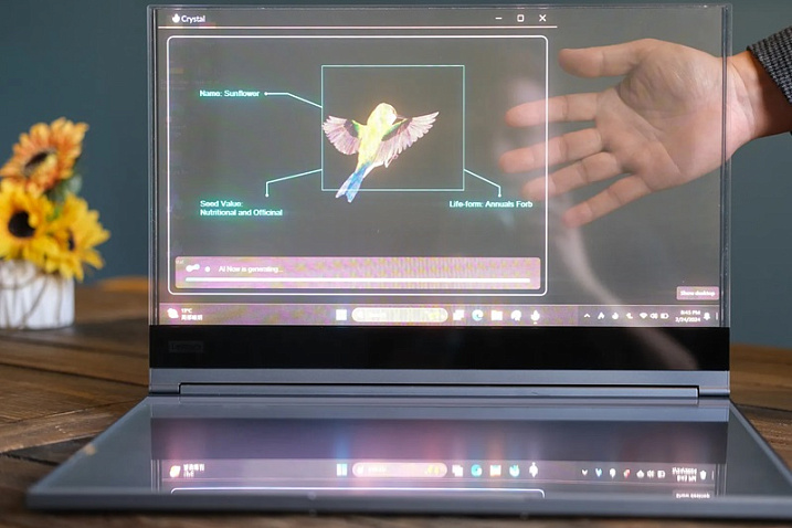 Lenovo показала прототип ноутбука с прозрачным MicroLED-дисплеем