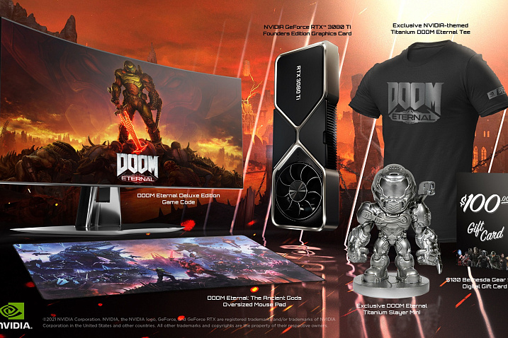 NVIDIA и Bethesda представили комплект DOOM Eternal GeForce RTX 3080 Ti Limited Edition Demon Slayer