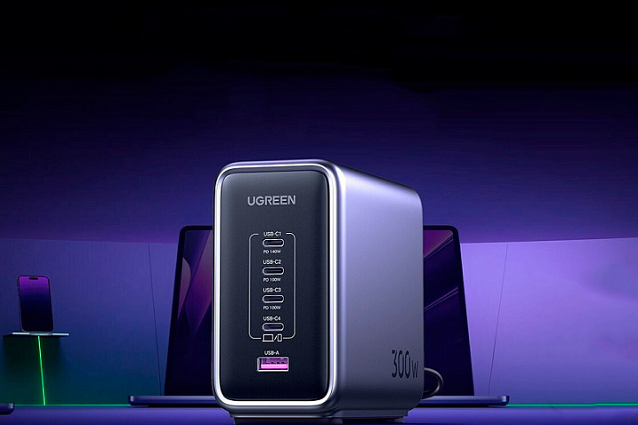 Ugreen Nexode – первое в мире зарядное устройство с 5 портами и мощностью 300 Вт