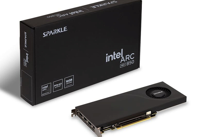 Профессиональная видеокарта Sparkle Arc Pro B50 Blower занимает в системе всего один слот