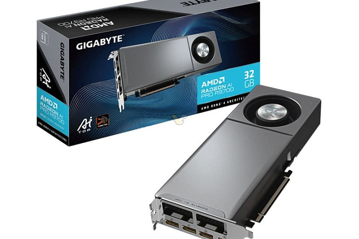 В ассортименте GIGABYTE появилась видеокарта Radeon AI PRO R9700 AI TOP