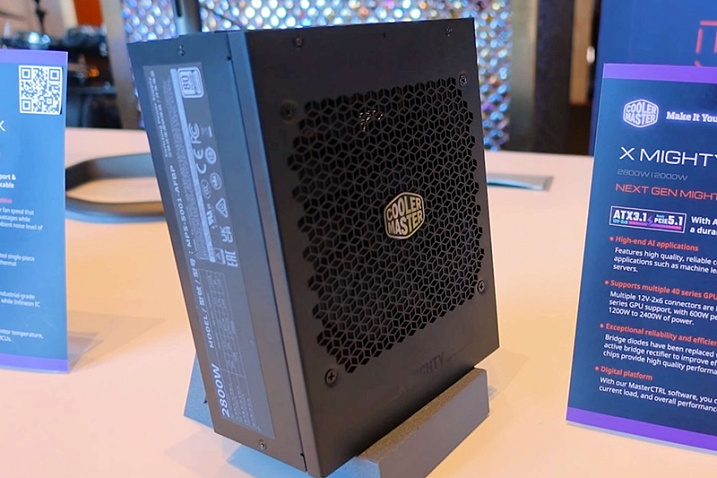 Блок питания Cooler Master X-Mighty 2800W получил четыре разъема 12V-2x6