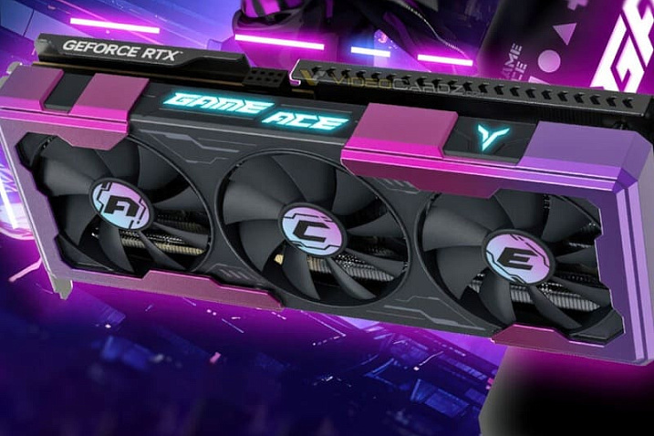 Yeston GeForce RTX 5060 Ti Game Ace выполнена в стиле киберпанка