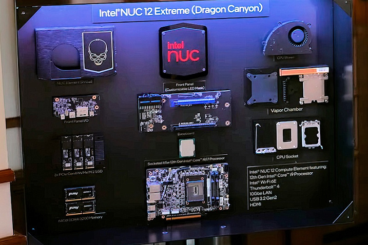 Компьютеры Intel NUC 12 Extreme предложат конфигурации с Core i7-12700 и Core i9-12900