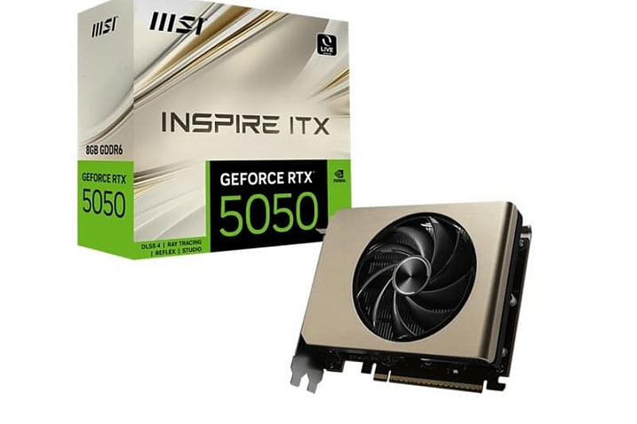 Крохотная видеокарта MSI GeForce RTX 5050 INSPIRE 2X выполнена в форм-факторе ITX