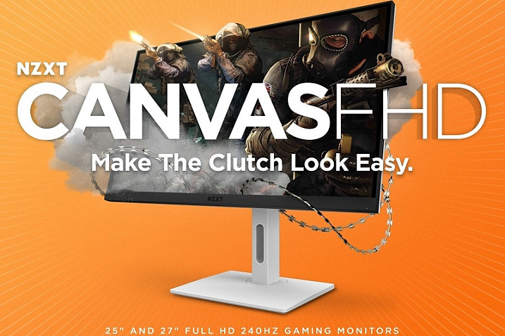 NZXT выпустила игровые мониторы Canvas FHD с частотой обновления 240 Hz