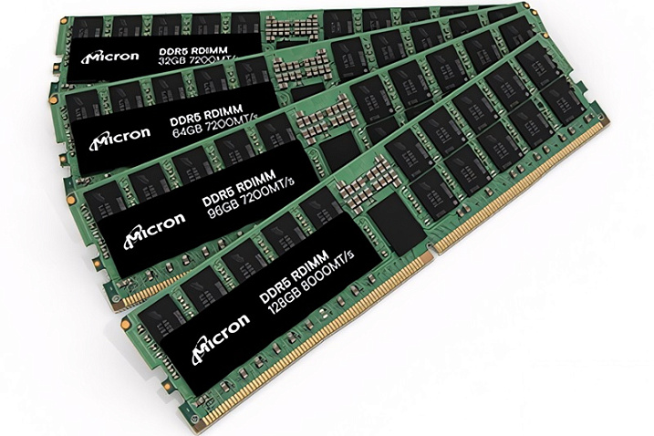 Micron анонсировала модули памяти RDIMM DDR5 объемом 128 Гбайт