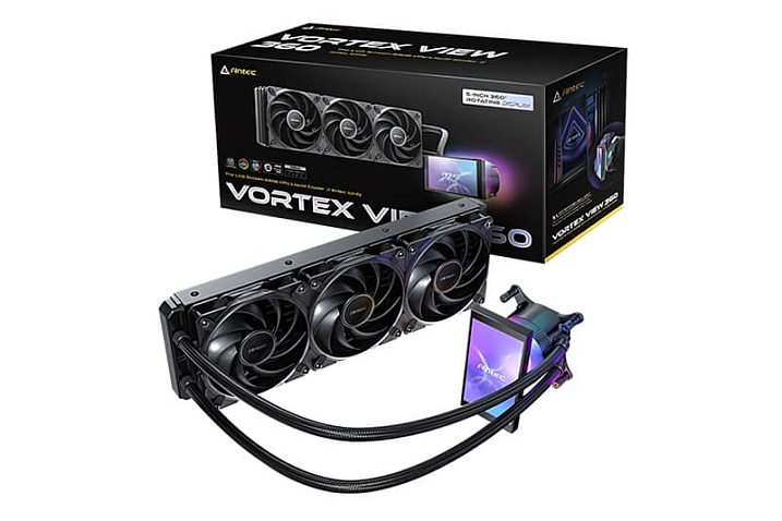 Antec начала продажи готовой СЖО Vortex View 360 с крупным экраном на водоблоке