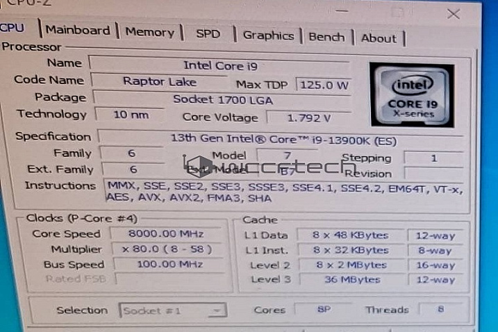 Intel Core i9-13900K разогнан до 8.0 GHz