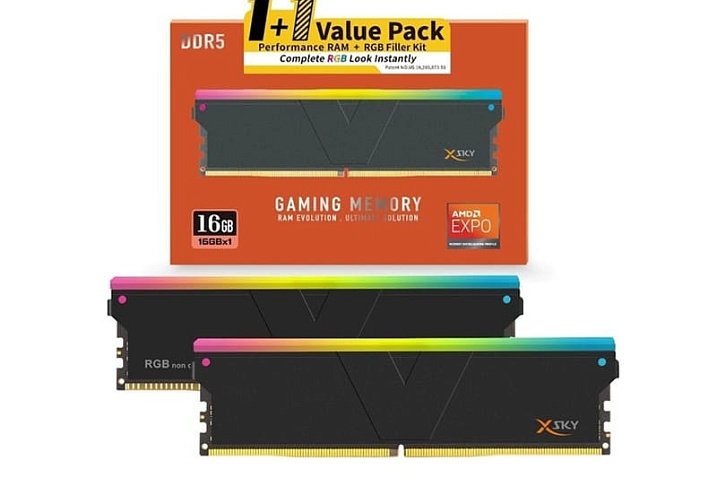 v-color анонсировала комплекты DDR5 с одним настоящим и вторым модулем-заполнителем