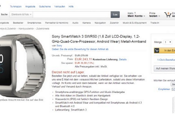 Стальные Sony SmartWatch 3 будут стоить €243