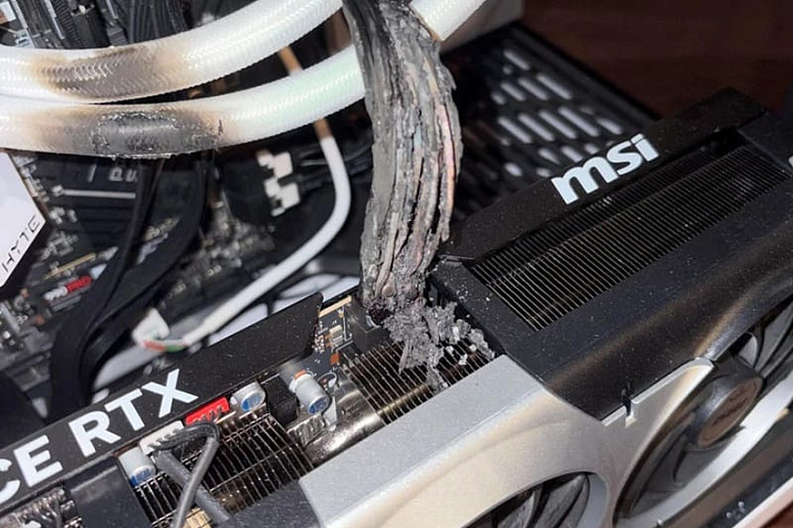 Кабель 12V-2x6 буквально сгорел после 9 месяцев работы с NVIDIA GeForce RTX 5090