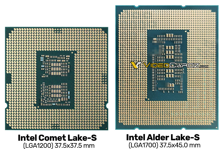 Высота сокета LGA1700 и процессоров Intel Alder Lake будет несколько ниже текущего поколения