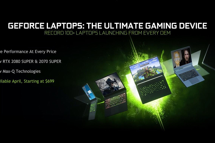 NVIDIA представила мобильные видеокарты GeForce RTX 2080 Super, RTX 2070 Super и GTX 1650 Ti