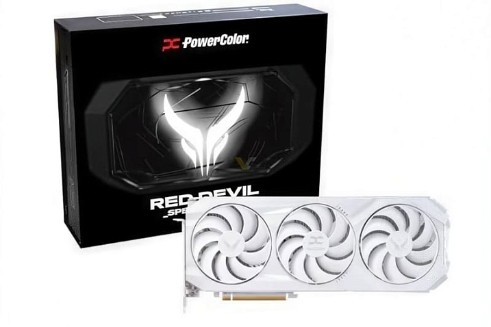PowerColor Radeon RX 9070 XT Red Devil Spectral White выполнена полностью в белом цвете