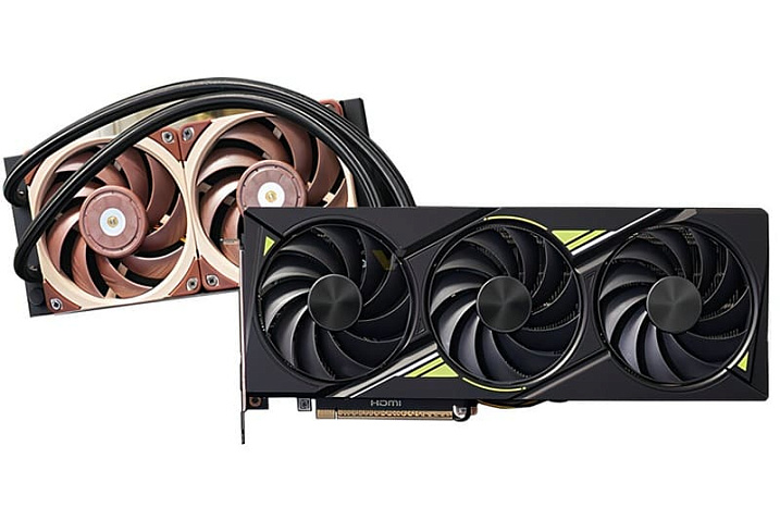 Sycom GeForce RTX 5080 LC Hydro охлаждается готовой СЖО с вентиляторами Noctua