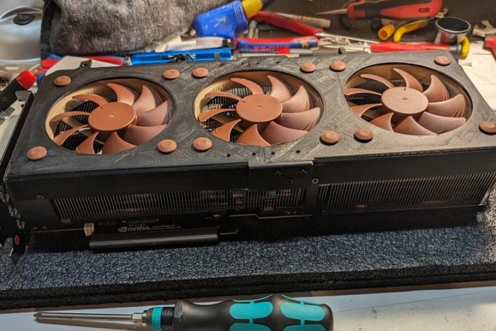 Энтузиаст создал собственную GeForce RTX 4090 с вентиляторами от Noctua