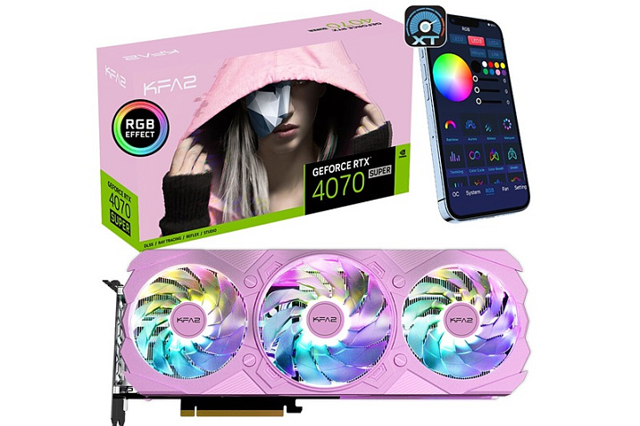 KFA2 GeForce RTX 4070 SUPER EX Gamer теперь доступна в белом и розовом исполнении