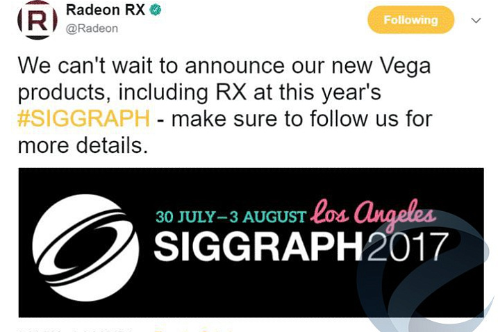AMD планирует анонсировать игровые видеокарты Radeon RX Vega на SIGGRAPH 2017