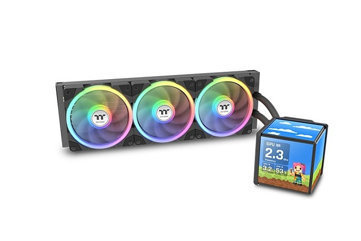 Thermaltake выпустила готовую СЖО MINECUBE 360 Ultra ARGB Sync с четырьмя дисплеями