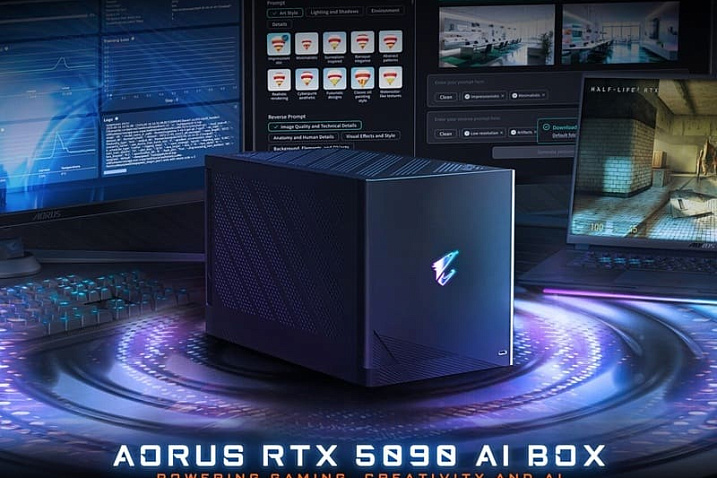GIGABYTE AORUS RTX 5090 AI BOX — внешняя видеокарта с СЖО и блоком питания на 850 Вт