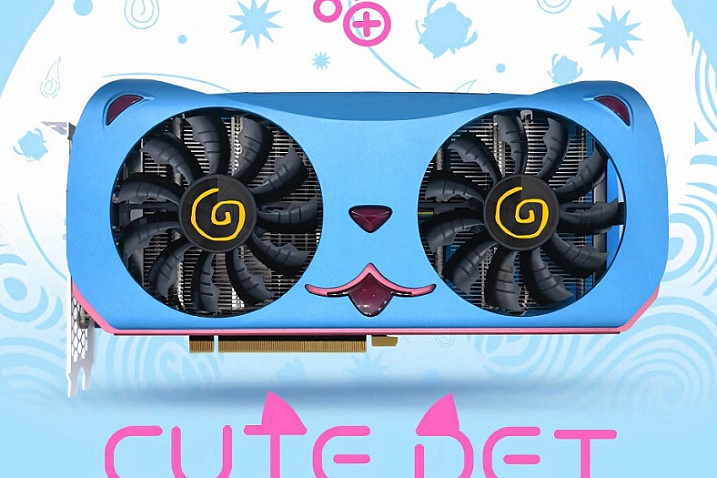 Yeston GeForce RTX 4060 Ti Cute Pet выполнена в стиле светящегося кота