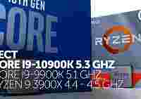Тест Intel Core i9-10900K 5300 MHz vs Core i9-9900K 5100 MHz vs AMD Ryzen 9 3900X 4550 MHz