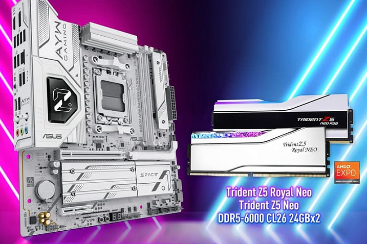 Память G.SKILL взяла 10 600 MT/s на плате ASUS B850M AYW OC с процессором Ryzen 5 8500G