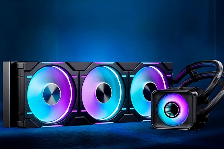 В водоблоке готовых СЖО Phanteks Glacier One D30 X2 присутствует вентилятор