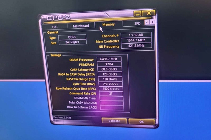 Оверклокер смог разогнать модуль памяти DDR5 до 12916 MT/s без охлаждения