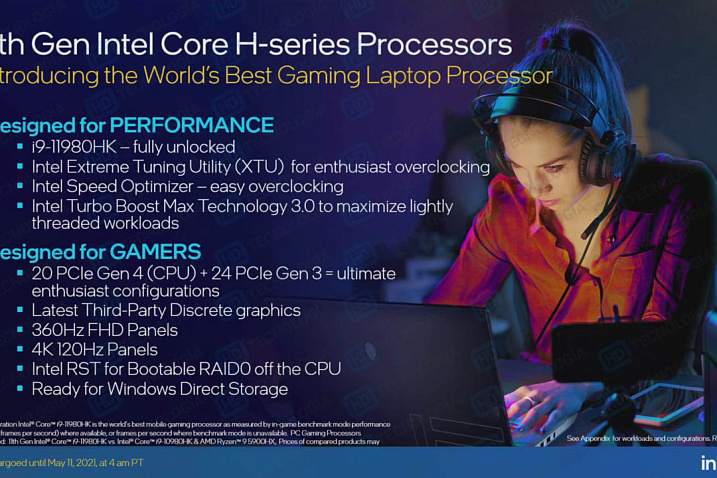 Intel Core i9-11980HK возглавит линейку мобильных процессоров Tiger Lake-H45
