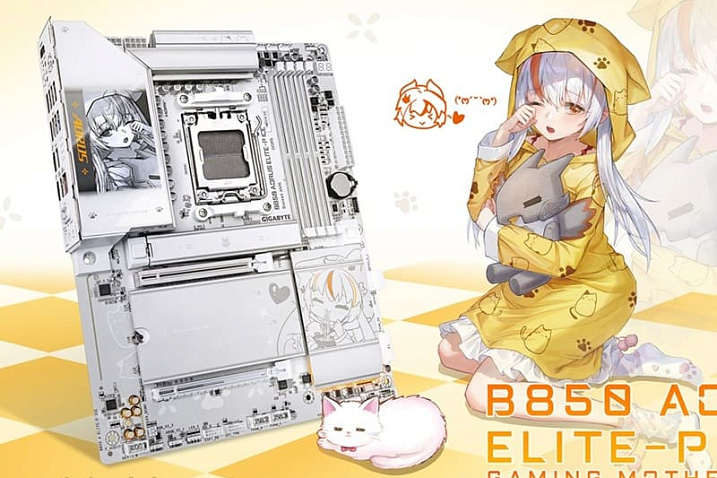 На плате GIGABYTE B850 AORUS ELITE-P ICE присутствует аниме-девочка