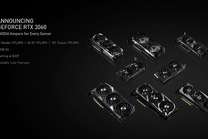 Партнеры NVIDIA массово представляют свои варианты видеокарты GeForce RTX 3060