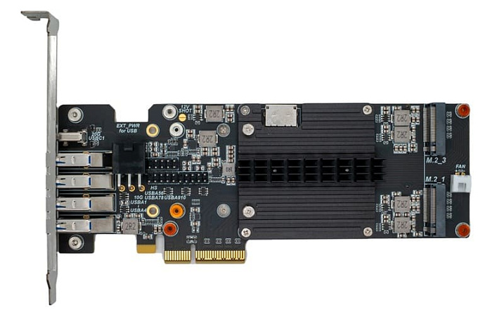 WisdPi использовала чипсет PROM21 от материнок AMD для создания платы с четырьмя M.2
