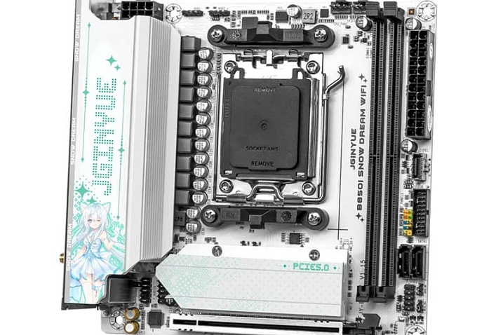 Плата JGINYUE B850I SNOW DREAM WIFI с аниме-девочкой получила разъём OCuLink