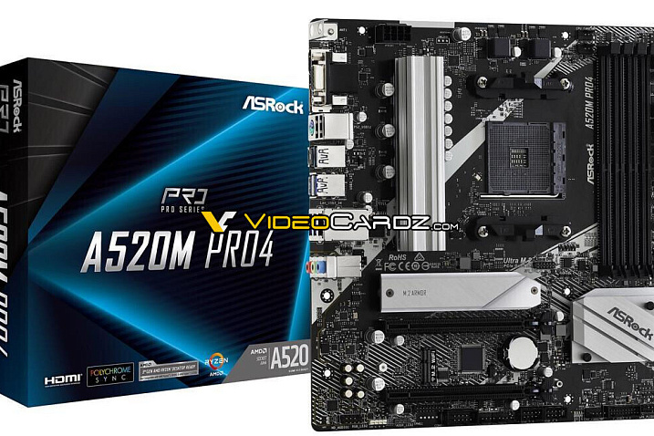 В Сети появились первые изображения материнских плат ASRock с чипсетом A520
