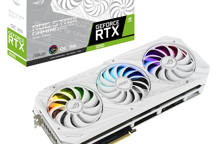 ASUS представила белые версии видеокарт ROG STRIX GeForce RTX 3000